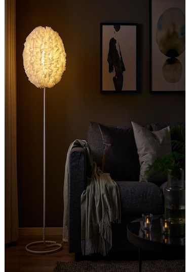 Ikea Beyaz Minimalist Yer Lambası Lambader Beyaz