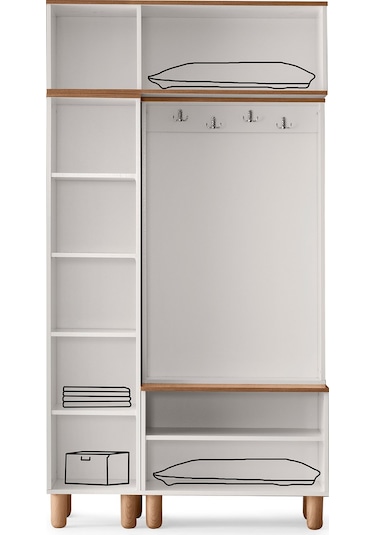 Tuna Mdf Portmanto Krem - Meşe