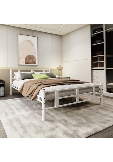 Lotus Çift Kişilik 140x190 Cm Metal Karyola A Kalite, Ses Çıkarmaz ,ölçülü Model Karyola Beyaz 1634-a Lotus Çift Kişilik 140x190 Cm Metal Karyola A Kalite, Ses Çıkarmaz ,ölçülü Model Karyola Beyaz 1634-a