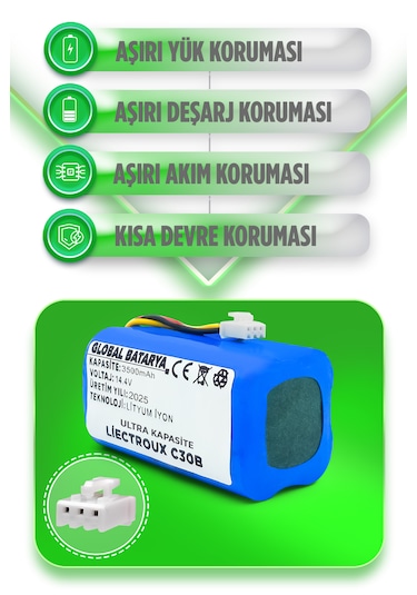 Liectroux C30b Robot Süpürge Bataryası 3500mah Li-ion Pil