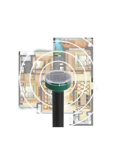 Kosona Güneş Enerjili Ultrasonik Sürükleyici - Sıçan, Yılan, Köstebek Ve Haşere Kovucu - Dış Mekan Ledli, Su Geçirmez, 7000 Karesel Fit Kapsama Alanı