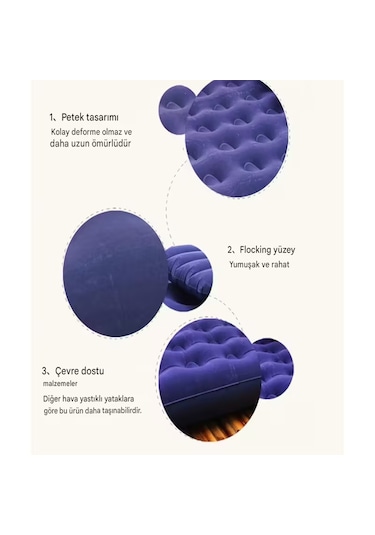 Taşınabilir Şişme Kamp Yatağı Koyu Mavi