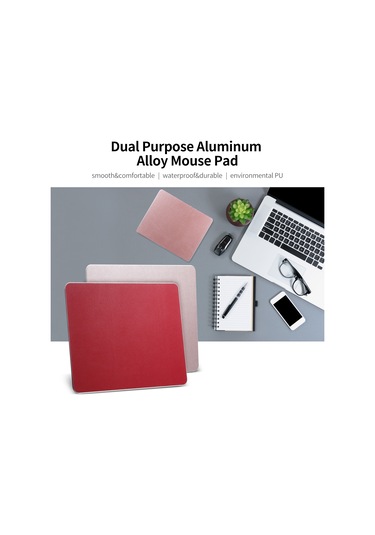 Geeksen Küçük Boy Alüminyum Oyun Ve Ofis Pedi - Çift Taraflı Pu+pvc - 198x160mm Kırmızı