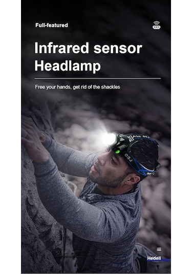 Shufa Led Şarjlı Kafa Feneri Beyaz Ve Mor Sensörlü Siyah