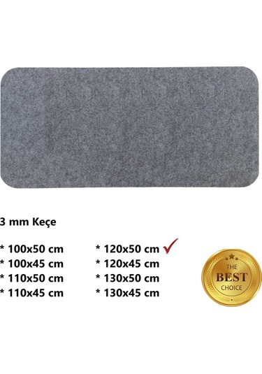 Mouse Pad Masa Üstü Koruyucu 3mm Gri Renk Keçe Klavye Pc Notebook Altı