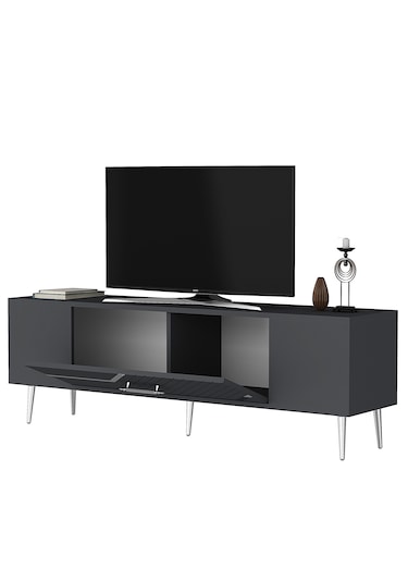 Ufa Tv Sehpası Tv Ünitesi 150 Cm Antrasit Gümüş