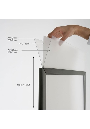 Wind Pro Slim 2 Katlı Siyah Kaldırım Panosu 55 x 75 CM