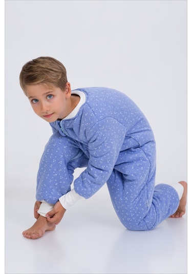 Erkek Çocuk Uyku Tulumu 6-9 Yaş Kalın Elyaf Dolgulu Premium Kalite 2.5 Tog-gök Mavisi Mavi