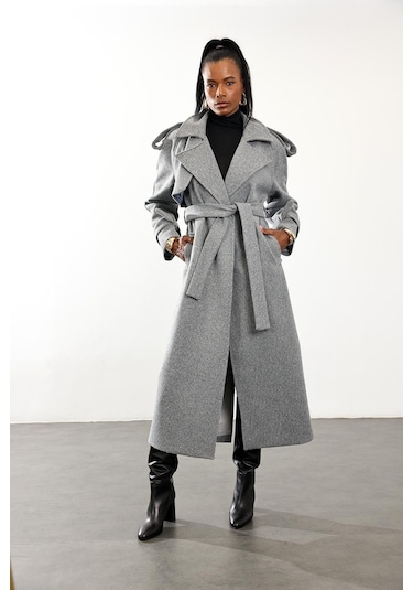 Gri Kaşe Palto 1614 Gri