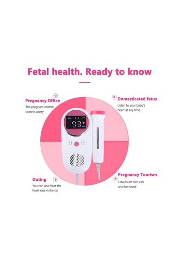 Kangvka Evde Kullanıma Uygun Pembe Fetal Kalp Monitörü - Yüksek Hassasiyetli Doppler Teknolojisi, Dış Ses Ve Kulaklık Desteği, Lcd Ekranlı Pil Yok
