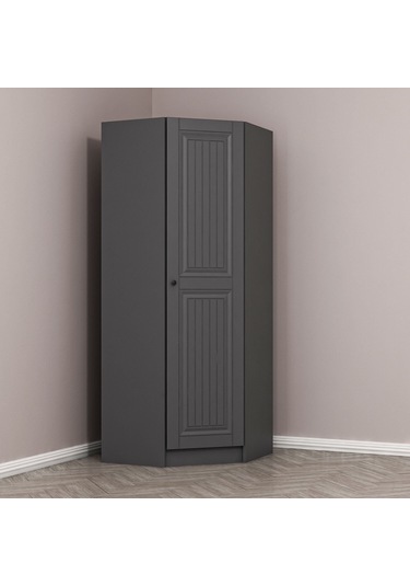 Kale 1 Kapaklı Köşe Dolap Antrasit Mebran Antrasit İlkbahar 210cm Antrasit