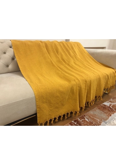 Hardal Koltuk Örtüsü Balık Sırtı Desen 180 210 Hardal