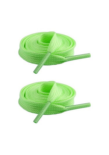 Fosforlu Neon 1 Cm Kalınlığında Yeşil Renk 1 Çift Yassı Spor Ayakkabı Bağcığı Yeşil