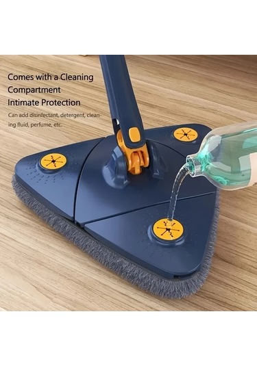 Xuweiwei Mavi 360 Derece Dönebilen Uzun Saplı Temizlik Paspası Islak Ve Kuru Çift Kullanımlı Zemin Duvar Cam Temizliği