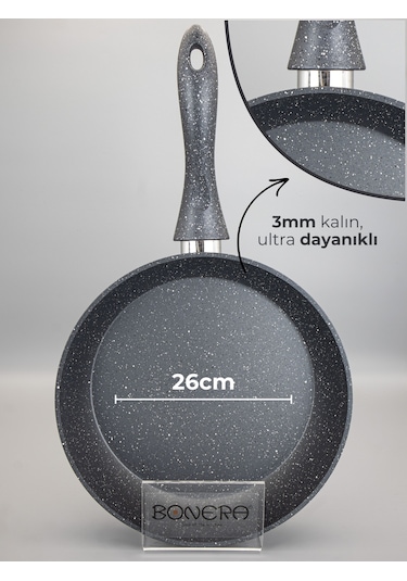Bonera 13 Parça Granit Set - 18-20-26cm Tencere + 26 Tava + 6 Parça Kaşık Set