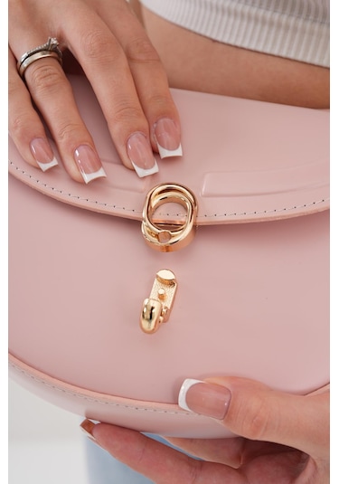 Acı Kahverengi Suni Deri Ayarlanabilir Askılı El ,kol Ve Omuz Çantası Açık Pembe