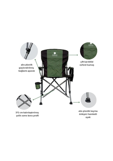 Windcamp Katlanır Kamp Sandalyesi Lux Green