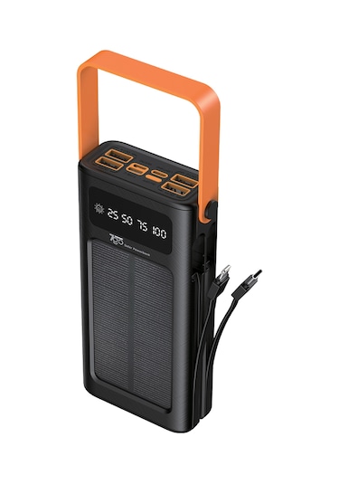 7go Gpw-02 20.000mah Solar Powerbank 4xusb-a, Qualcomm 3.0 Hızlı Şarj, Dahili Lightning & Usb-c Ka Siyah