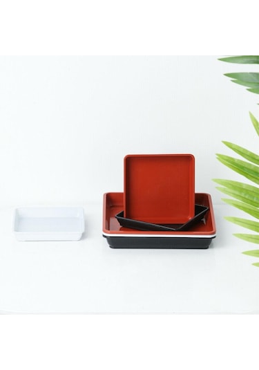 Kırmızı Kapalı Kare Açık Günlük Saksı Tepsisi Damlama Tepsisi Ekici Tepsi Bahçe Malzemeleri 25.6 X 25.6cm