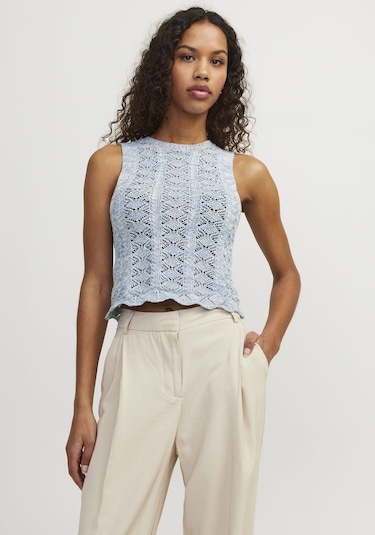 Jack & Jones Kadın Örgü Desenli Kolsuz Bluz - Zuri 12255157 Silver Lake Blue Mavi