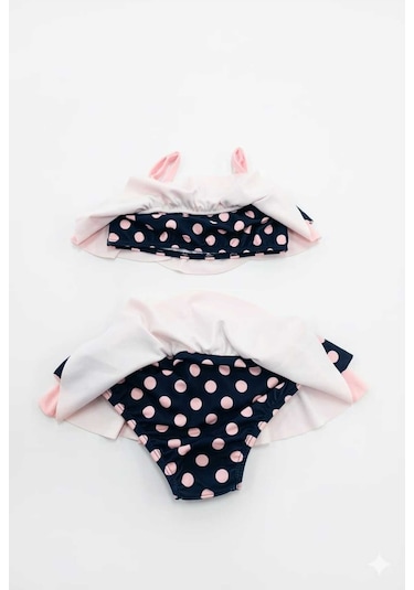 Beniizle Puan Desenli Kız Çocuk Bikini Takımı Siyah