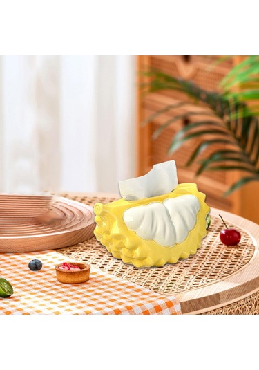 Homyl Durian Şekilli Mendil Kutusu Sevimli Dispenseri Banyo Sarı