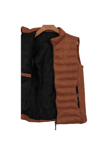 Erkek Dar Kesim Taba Nubuk Süet Şişme Yelek Rar01238 001