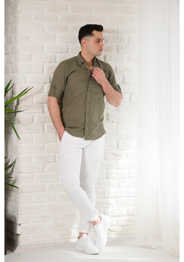 Advante Yaka Düğmeli Dokulu Slimfit Erkek Gömlek 001