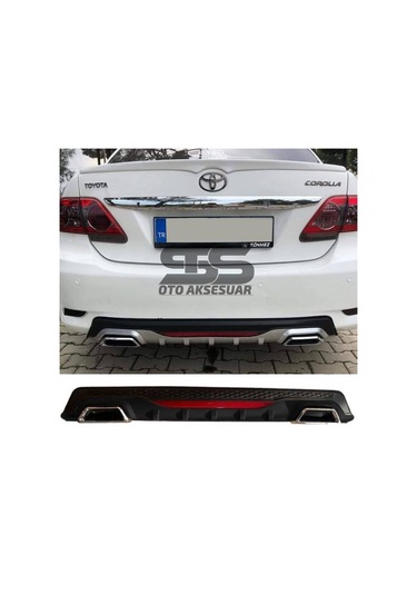 Toyota Corolla 2007-2012 Difüzör Arka Tampon Eki 2 Egzoz Çıkışlı Siyah Reflektörlü