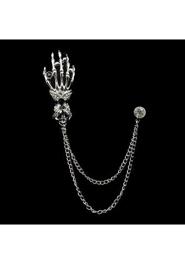 Yeni Retro Erkek Kostümü Pantolon Zincir Yafak Iğne Ejderha Geyik Taç Kafatası El Broşu 2 2 Çok Renkli