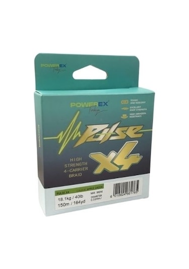 Powerex Pulse 4 örgü 150m. Apple Green 0.14mm/8.1kg İp Misina