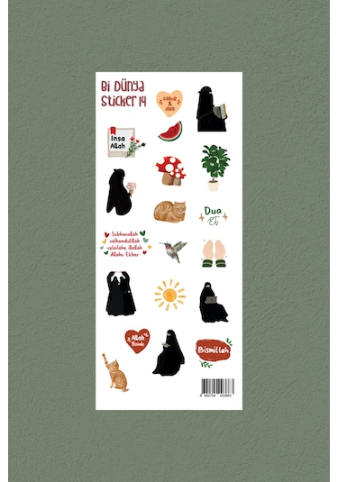 M14 - Peçeli Kızın Dünyası İslami Sticker Seti Çok Renkli