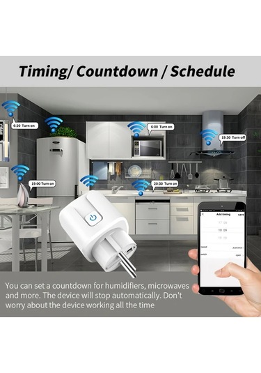 Motion003 4 Adet Akıllı Priz Tuya Wifi 16a Avrupa Standart Fiş Uzaktan Kumanda Alexa Google Home Uyumlu Sku 16a 4 Adet