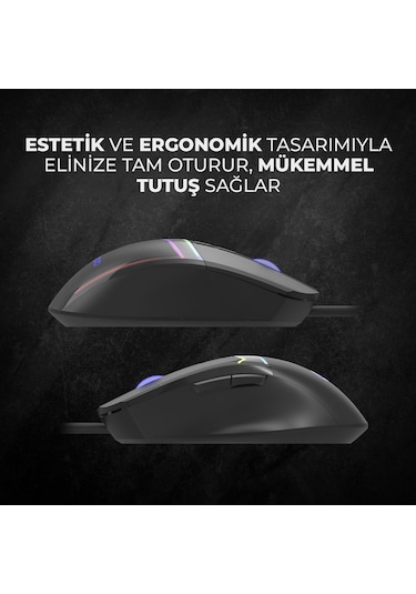 Lecoo MS106 Kablolu 3200DPI 7 Tuşlu RGB Gaming Optik Mouse Siyah