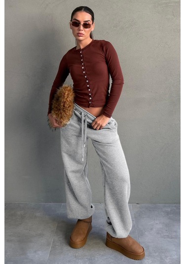 Grimelanj Geniş Paça Rahat Kalıp Lastikli Eşofman Altı Mg2581 Grimelanj