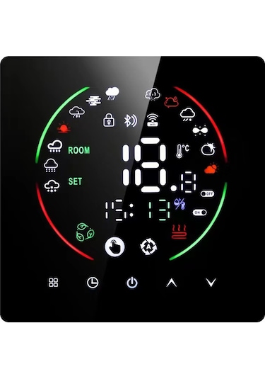 Ximistore9 East2 Siyah Akıllı Termostat: Tam Dokunmatik, Çocuk Kilidi, 16a Elektrik Isıtması, Ntc Sensör, 7 Gün Programlanabilir, Otomatik/manuel Mod