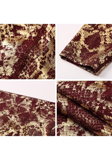 Yunboo Kadınlar İçin Yüksek Bel Vücut Şekli Veren Yoga Taytları, Sudu Emici Hızlı Kuruyan, Spor Ve Fitness İçin Kumaş, Bronz Renkli Yılan Desenli, 9/10 Uzunluk, Avrupa Numara L Bordo