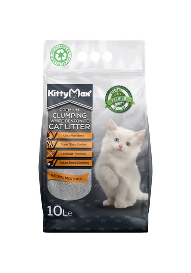 Kittymax Doğal Kokusuz Topaklaşan Kalın Taneli Bentonit Kedi Kumu 10 L