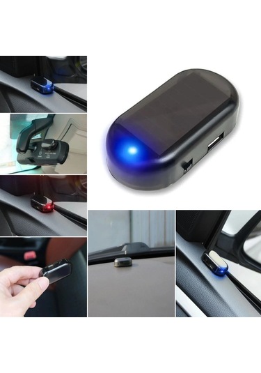 Araç İçin Caydırıcı Solar Enerji İle Şarj Olan Güçlü Yapışkanlı Işıklı Plastik Mini Sahte Alarm Çok Renkli