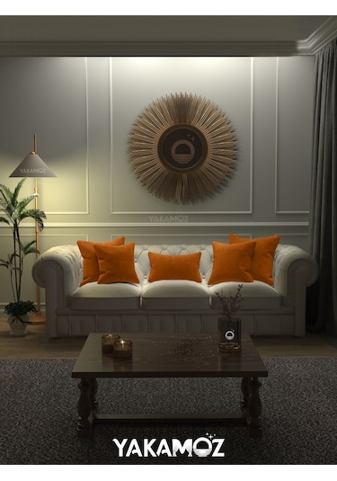 Br Yakamoz Portakal Rengi Kırlent , Yastık Kılıfı Kadife Görünümlü Velvet Touch Serisi Portakal Rengi