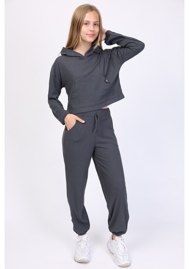 Toontoy Kız Çocuk Eşofman Takım Füme