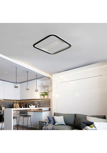 Tavan Tipi Led Avize Plafonia Transparent 40x40cm Siyah - Sarı