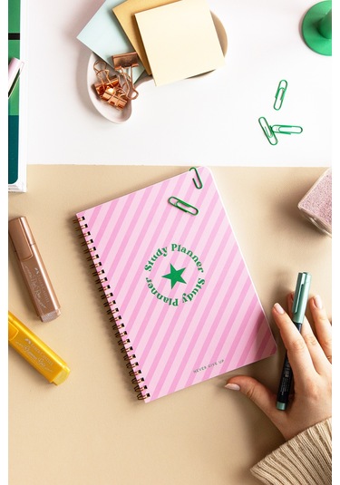 A5 Spiralli Ders Çalışma Planlayıcısı - Study Planner - Sınava Hazırlık Ayt-tyt-kpss-ales-yds Pembe Diğer