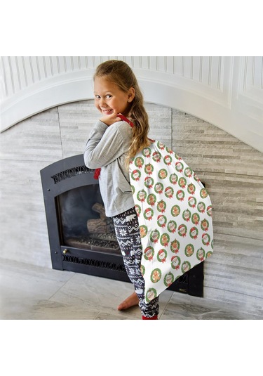 Büyük Noel Baba Hediye Çantası, Pamuklu Kordonlu, Yeniden Kullanılabilir Noel Karakter Gülü