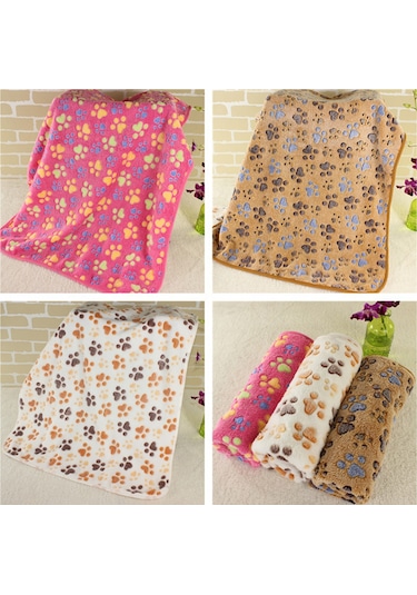 Geekyou Köpek Ve Kedi İçin Mükemmel Konfor: Koral Yün Peluş Battaniye, Beyaz Tırnak Desenli, 60x40 Cm S Boyutu - Evcil Hayvan Malzemesi