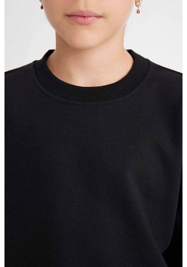 Defacto Siyah Kız Çocuk Sweatshirt A2797a8/bk81 Siyah