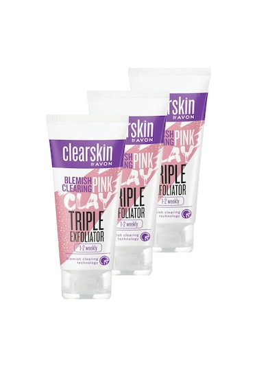 Avon Clearskin Leke Karşıtı 3'ü 1 Arada Pembe Kil Scrub 3 x 75 ML