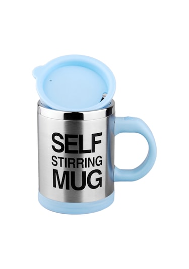 Yaleker 400ml Çift Katlı Paslanmaz Çelik Otomatik Kahve Karıştırıcı Bardak - Elektrikli, Kapaklı, Ev/ofis/outdoor Kullanımı İçin Kahve, Süt, Protein Tozu Karıştırır Açık Mavi