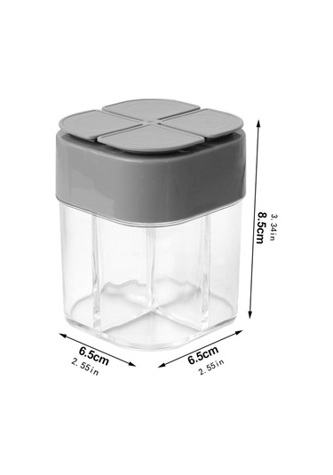 Tcherchi Şeffaf Kapaklı Dış Mekan 4'ü 1 Arada Kamp Baharat Kavanozu Gri