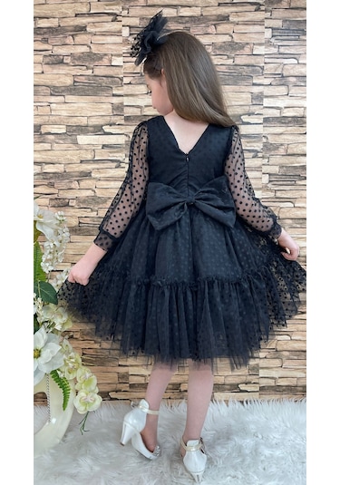 Mnk Baby & Kids Katkat Prenses Dantel Tokalı Kız Çocuk Elbise Siyah